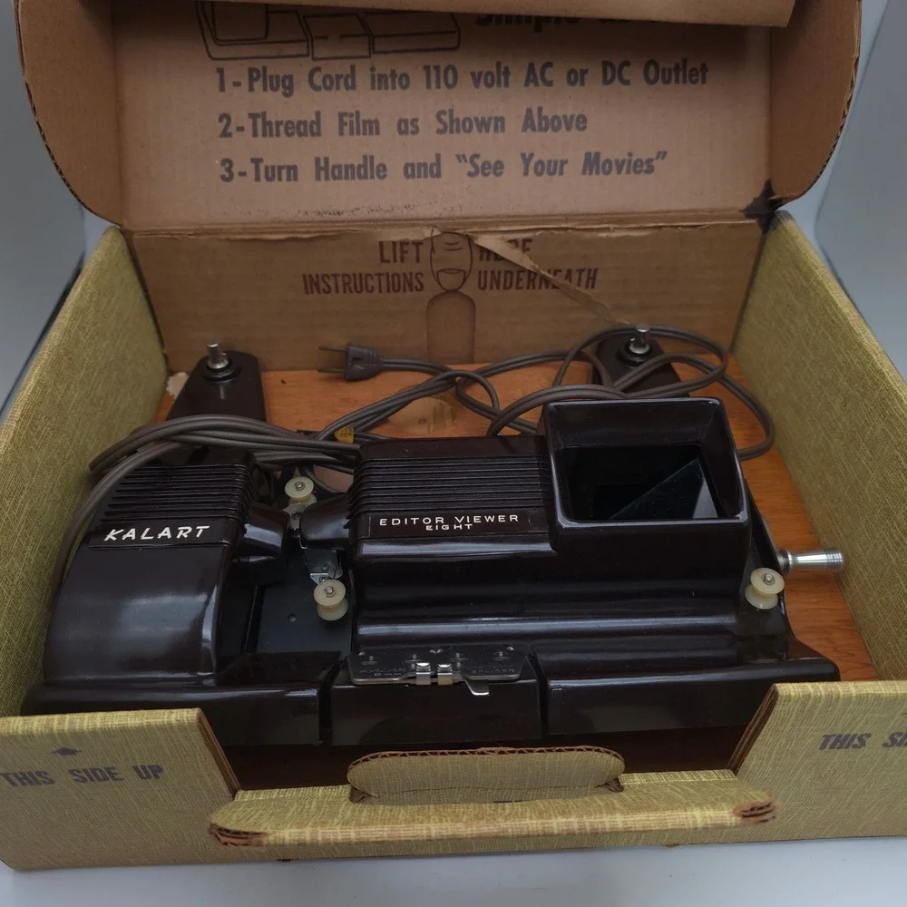Kalart Editor Viewer Eight 8mm Film Movie Editor Brown Bakelite Wood Vintage Box